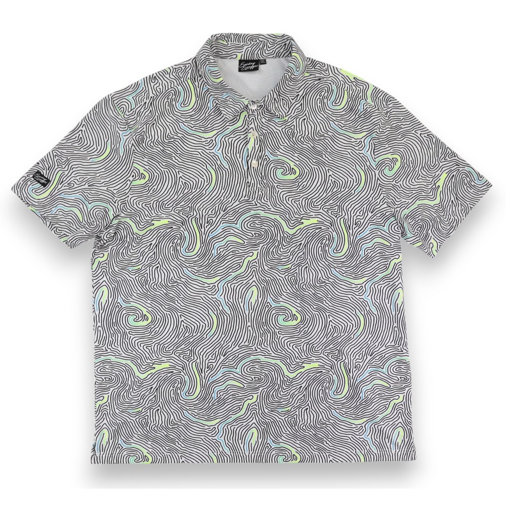 Sunday Swagger Polo Shirt Mens 2XL Abstract Swirl Print Golf Performance Stretch